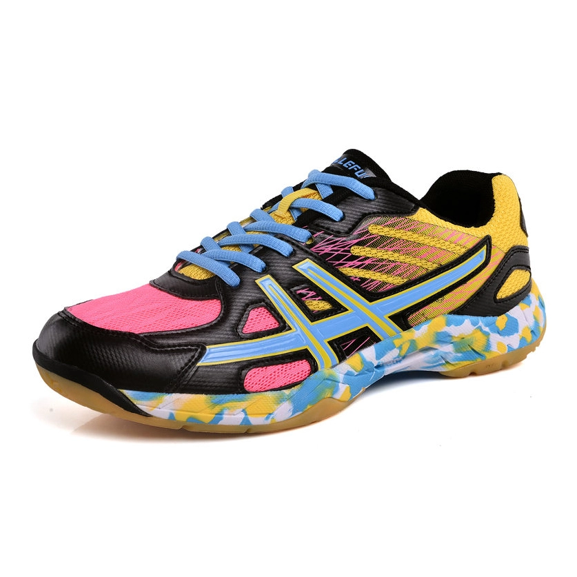 Giày cầu lông Lefus L08 - Vàng xanh hồng